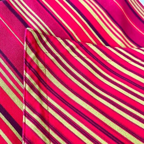 Bold Red Striped Reversible Rectangular Table Runner- 90” by 14” - Picture 2 of 4